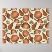 Nautic Seashell Floral Pattern Poster (Vorne)