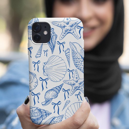 Nautic Seashell Pattern in Weiß und Schwarz Case-Mate iPhone Hülle