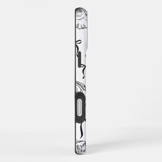 Nautic Seashell Pattern in Weiß und Schwarz iPhone Hülle (Rechte Seite)