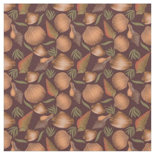 Nautic Seashell Red Pattern Stoff (Nahaufnahme)