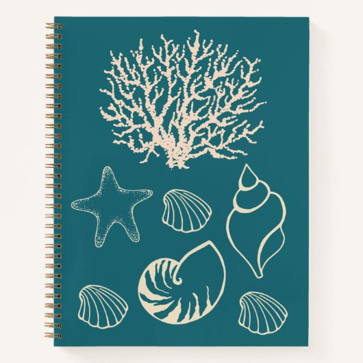 Nautic Seashell Sketchbook-Geschenk Notizblock (Vorderseite)