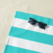 Nautic Seashell Stripe Aqua Blue Monogram Strandtuch (Beispiel)