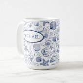 Nautic Seashell Themed Custom Coffee Tasse (Vorderseite Links)