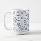 Nautic Seashell Themed Custom Coffee Tasse (Links)