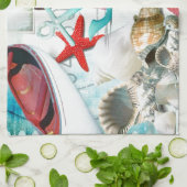 Nautic Seashells Anchor Starfish Beach Thema Geschirrtuch (Gefaltet)
