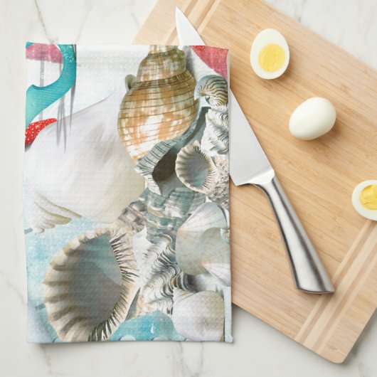 Nautic Seashells Anchor Starfish Beach Thema Geschirrtuch (Viertel Falte)