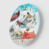 Nautic Seashells Anchor Starfish Beach Thema Große Wanduhr (Winkel)