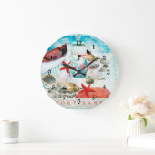 Nautic Seashells Anchor Starfish Beach Thema Große Wanduhr (Zuhause)