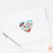 Nautic Seashells Anchor Starfish Beach Thema Herz-Aufkleber (Umschlag)