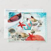 Nautic Seashells Anchor Starfish Beach Thema Postkarte (Vorne/Hinten)