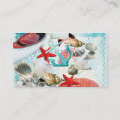 Nautic Seashells Anchor Starfish Beach Thema Visitenkarte (Rückseite)