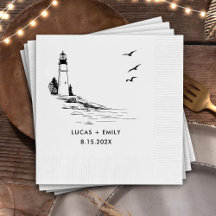 Nautic Seaside Lighthouse Dark Black Wedding