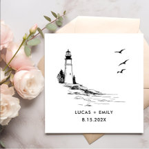 Nautic Seaside Lighthouse Dark Black Wedding