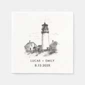 Nautic Seaside Lighthouse Dark Black Wedding Serviette (Vorderseite)