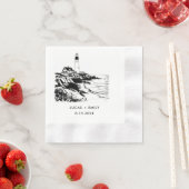 Nautic Seaside Lighthouse Dark Black Wedding Serviette (Beispiel)