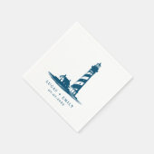 Nautic Seaside Lighthouse Dark Blue Wedding Serviette (Ecke)