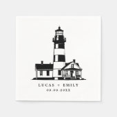 Nautic Seaside Lighthouse Dark Blue Wedding Serviette (Vorderseite)