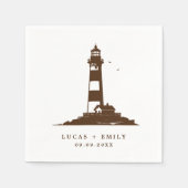 Nautic Seaside Lighthouse Dark Blue Wedding Serviette (Vorderseite)