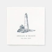 Nautic Seaside Lighthouse Dark Blue Wedding Serviette (Vorderseite)