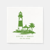 Nautic Seaside Lighthouse Dark Blue Wedding Serviette (Vorderseite)