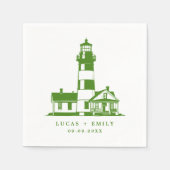 Nautic Seaside Lighthouse Dark Blue Wedding Serviette (Vorderseite)