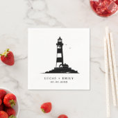 Nautic Seaside Lighthouse Dark Blue Wedding Serviette (Beispiel)