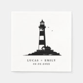 Nautic Seaside Lighthouse Dark Blue Wedding Serviette (Vorderseite)