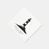 Nautic Seaside Lighthouse Dark Blue Wedding Serviette (Ecke)