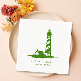 Nautic Seaside Lighthouse Dark Blue Wedding Serviette