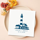 Nautic Seaside Lighthouse Dark Blue Wedding Serviette