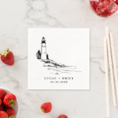 Nautic Seaside Lighthouse Dark Blue Wedding Serviette (Beispiel)