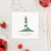Nautic Seaside Lighthouse Dark Blue Wedding Serviette (Beispiel)