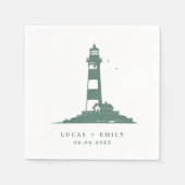 Nautic Seaside Lighthouse Dark Blue Wedding Serviette (Vorderseite)