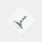 Nautic Seaside Lighthouse Dark Blue Wedding Serviette (Ecke)