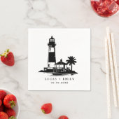 Nautic Seaside Lighthouse Dark Blue Wedding Serviette (Beispiel)