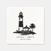 Nautic Seaside Lighthouse Dark Blue Wedding Serviette (Vorderseite)
