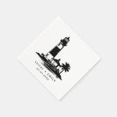 Nautic Seaside Lighthouse Dark Blue Wedding Serviette (Ecke)