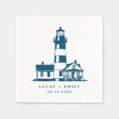 Nautic Seaside Lighthouse Dark Blue Wedding Serviette (Vorderseite)