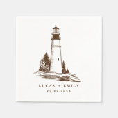 Nautic Seaside Lighthouse Dark Blue Wedding Serviette (Vorderseite)