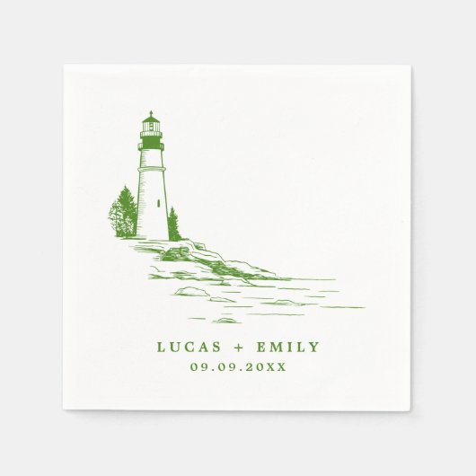 Nautic Seaside Lighthouse Dark Blue Wedding Serviette (Vorderseite)