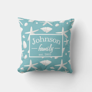Nautic Seastar Seashells Family Beach House Kissen