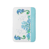 Nautic Seepferd Custom Aquamarin Aqua & White Badematte (Vorderseite Vertikal)