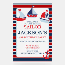 Nautic Segelboote 1. Geburtstag Begrüßungszeichen Acrylschild