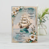 Nautic Segelschiff Hochzeit speichern Sie das Datu Save The Date (Stehend Vorderseite)