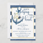 Nautic She is Tying the Knot Brautparty (Navy) Einladung (Vorderseite)