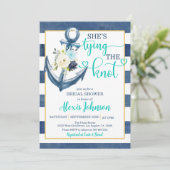 Nautic She's The Knot Brautparty (T/S) Einladung (Stehend Vorderseite)