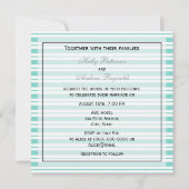 Nautic Ship lt Blue White Stripe #2 SQ Hochzeit Einladung (Rückseite)