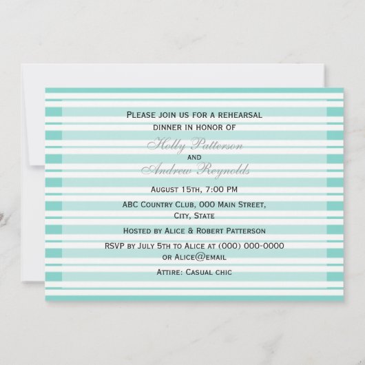 Nautic Ship lt Blue White Stripe H Probe Din Einladung (Rückseite)