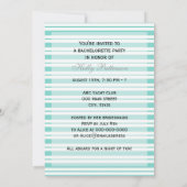 Nautic Ship Lt Blue White Stripe V Bachelorette Einladung (Rückseite)