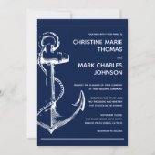 Nautic Sketch Anchor Foto Navy Hochzeit Einladung (Vorderseite)